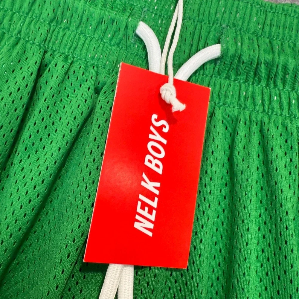 Full Send Nelk Boys Mesh Basketball Shorts Mens XL Green Lined Stretch‎ Jersey